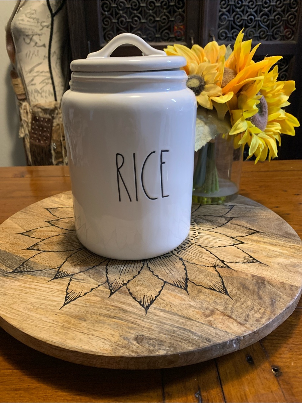 Rae Dunn White Rice Canister